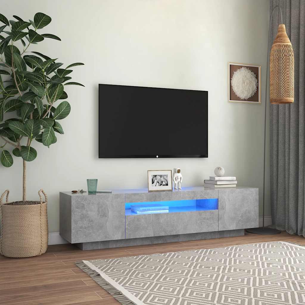 TV Cabinet RGB LED Lights 160cm Concrete Grey | Simpledeals