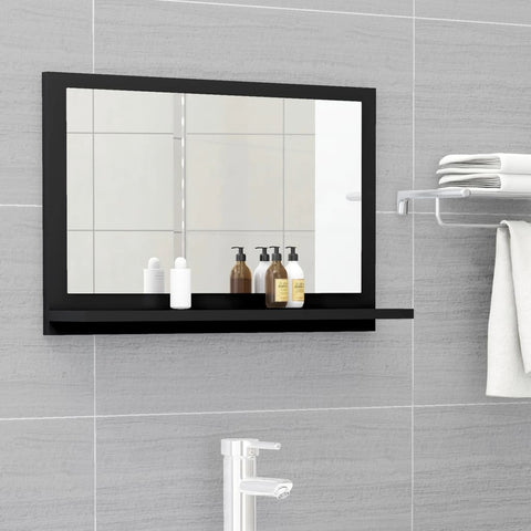 Bathroom Mirror Black Engineered Wood