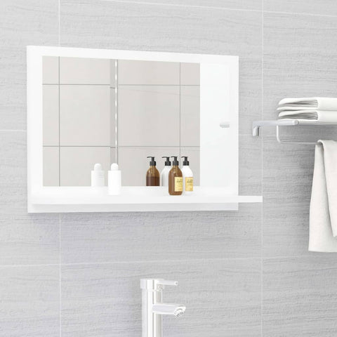 Bathroom Mirror High Gloss White Engineered Wood
