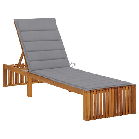 Acacia Bliss: Sun Lounger with Luxurious Wood and Cushion
