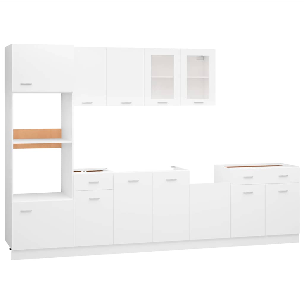 7 Piece Kitchen Cabinet Set White Engineered Wood | Simpledeals