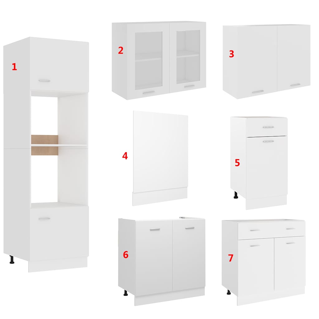7 Piece Kitchen Cabinet Set White Engineered Wood | Simpledeals