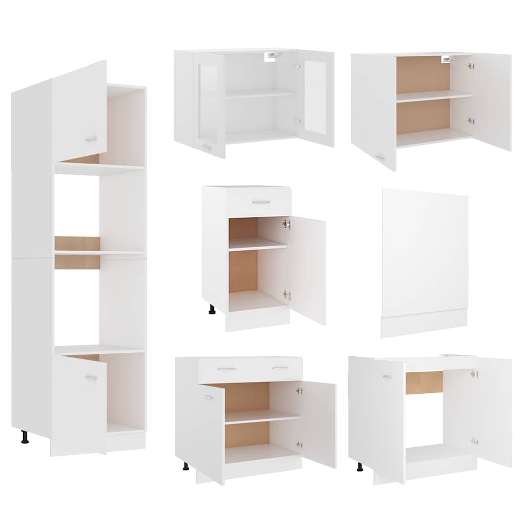 7 Piece Kitchen Cabinet Set White Engineered Wood | Simpledeals