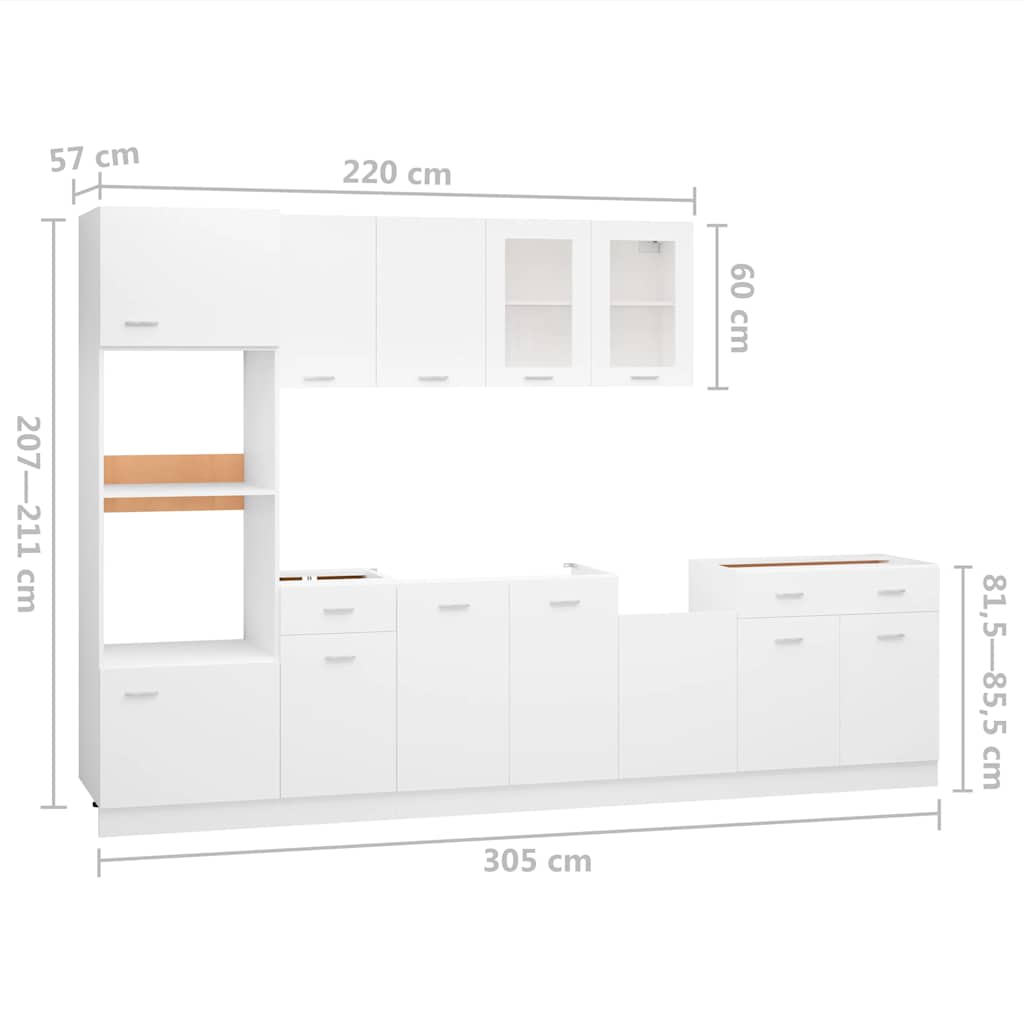 7 Piece Kitchen Cabinet Set White Engineered Wood | Simpledeals