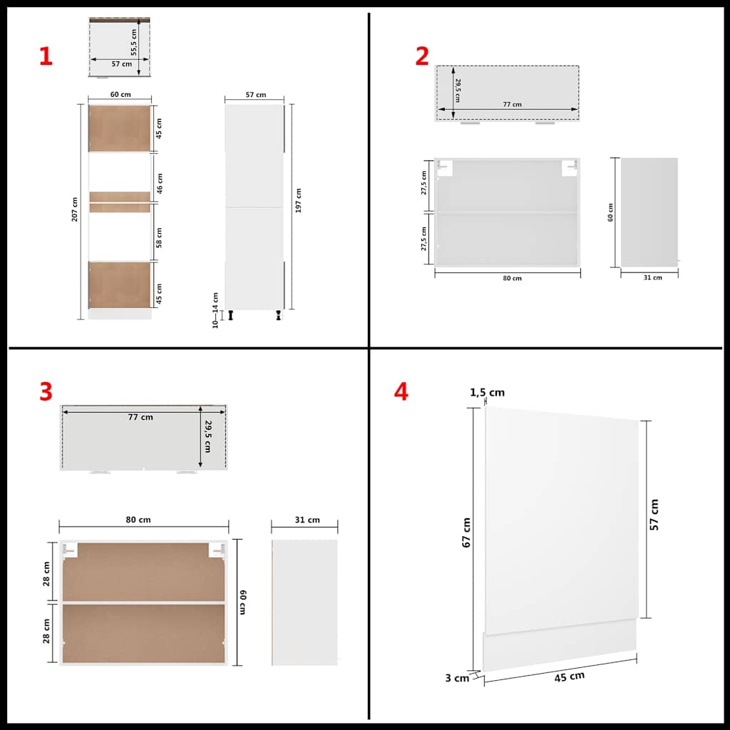 7 Piece Kitchen Cabinet Set White Engineered Wood | Simpledeals