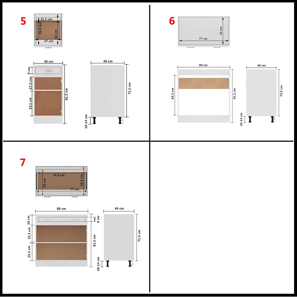 7 Piece Kitchen Cabinet Set White Engineered Wood | Simpledeals