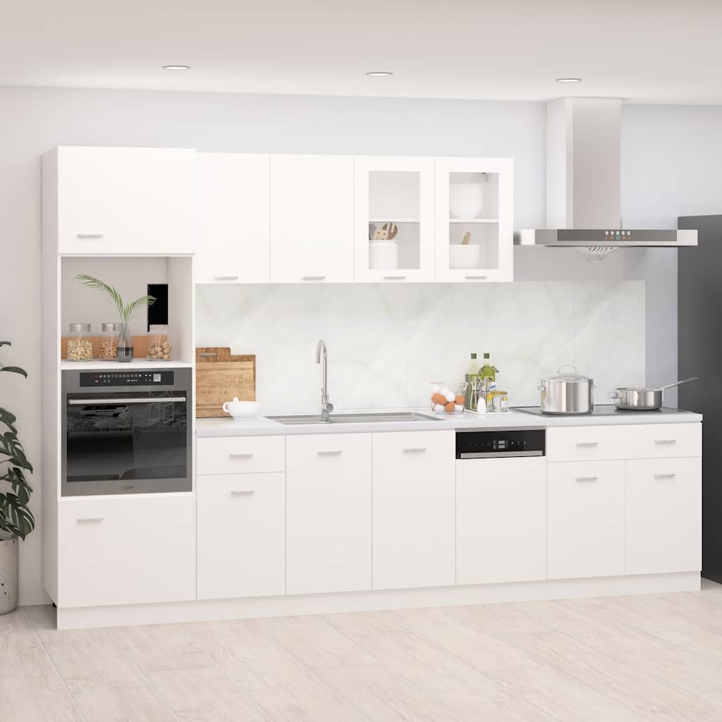 7 Piece Kitchen Cabinet Set White Engineered Wood | Simpledeals