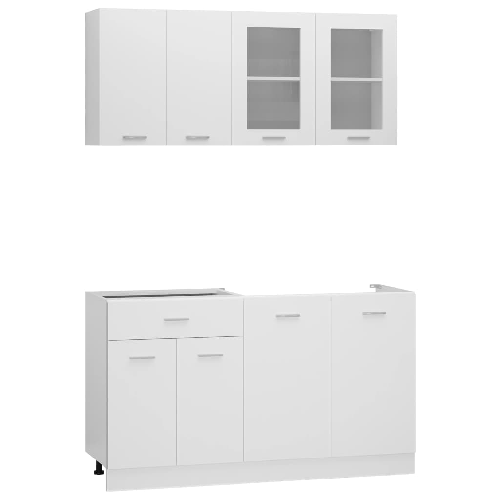 4-Piece Kitchen Cabinet Set White Engineered Wood | Simpledeals