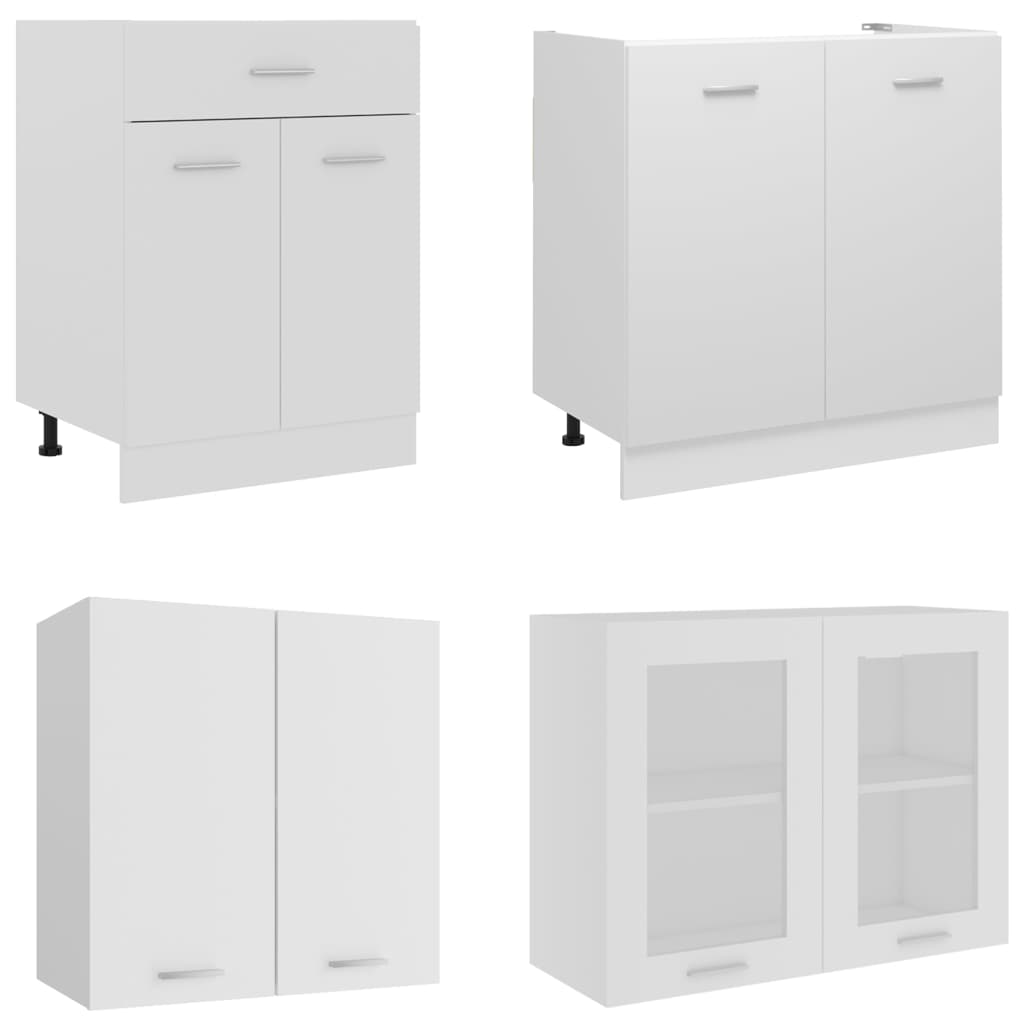 4-Piece Kitchen Cabinet Set White Engineered Wood | Simpledeals
