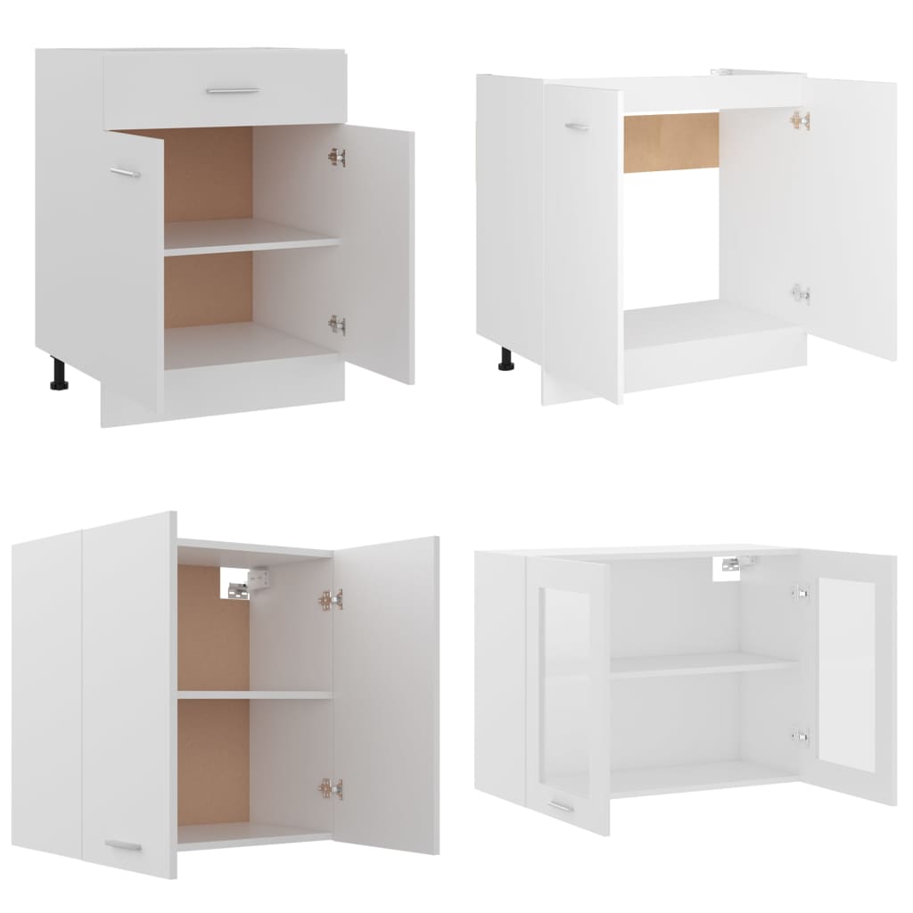 4-Piece Kitchen Cabinet Set White Engineered Wood | Simpledeals