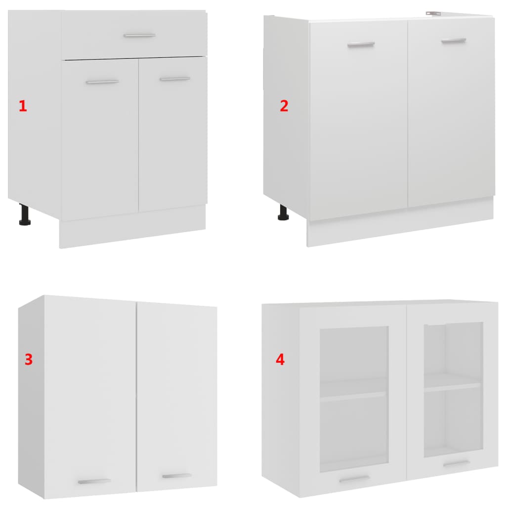 4-Piece Kitchen Cabinet Set White Engineered Wood | Simpledeals