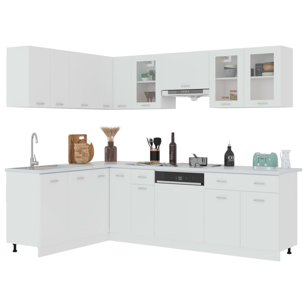 11 Piece Kitchen Cabinet Set White Engineered Wood | Simpledeals