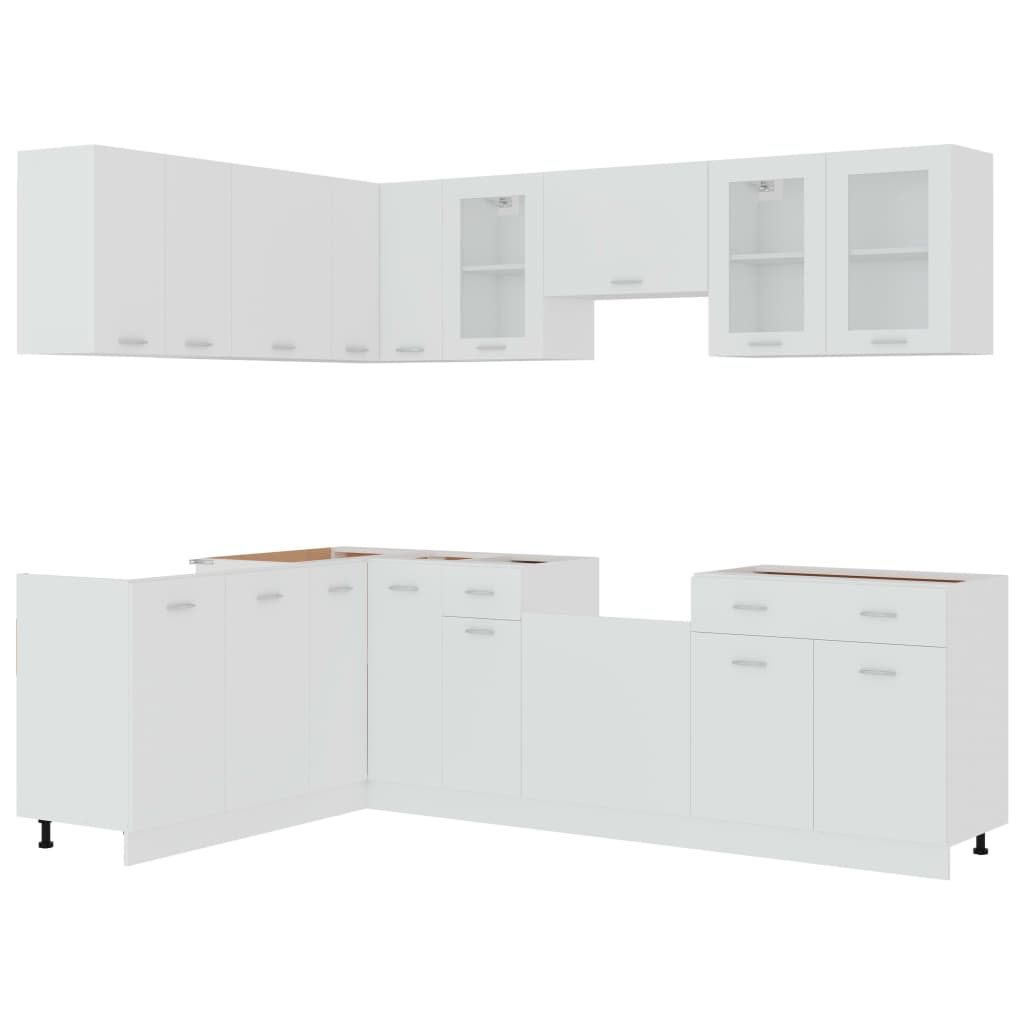 11 Piece Kitchen Cabinet Set White Engineered Wood | Simpledeals