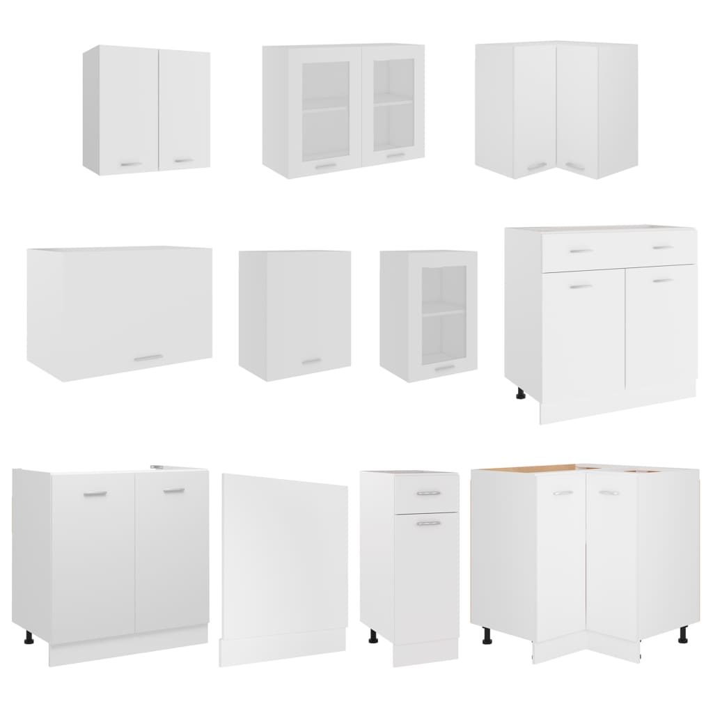 11 Piece Kitchen Cabinet Set White Engineered Wood | Simpledeals