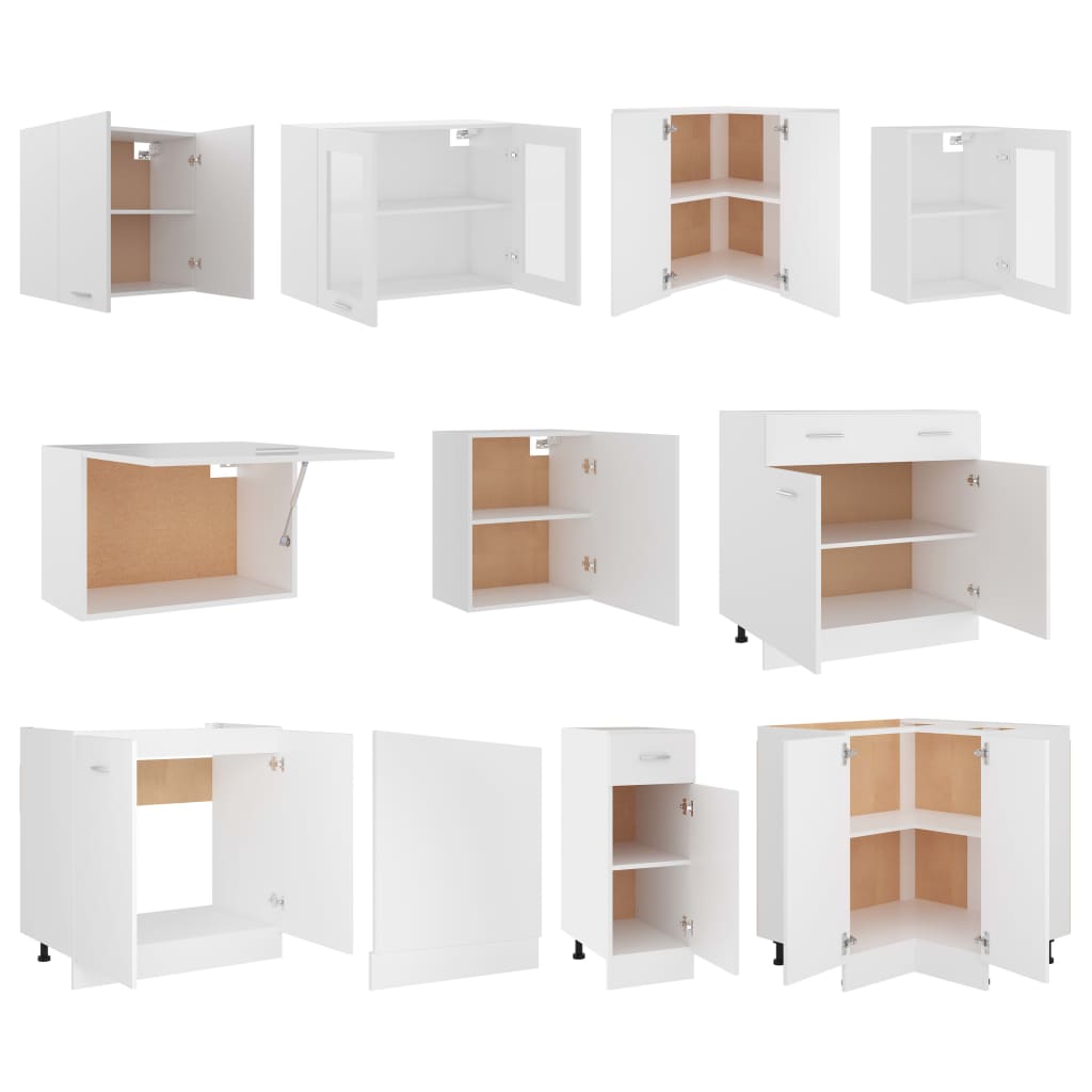 11 Piece Kitchen Cabinet Set White Engineered Wood | Simpledeals