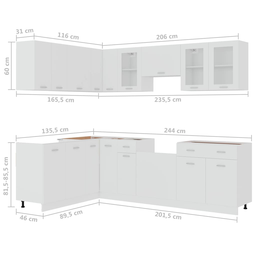 11 Piece Kitchen Cabinet Set White Engineered Wood | Simpledeals