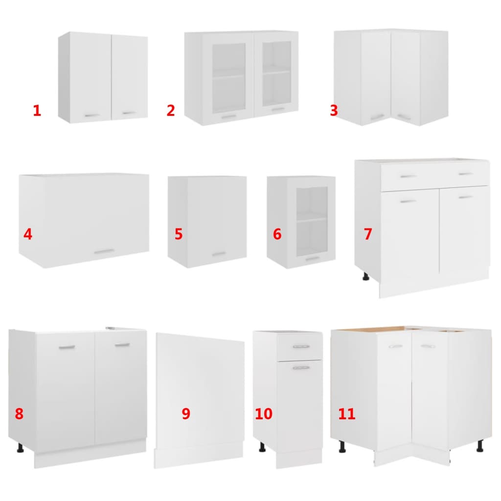 11 Piece Kitchen Cabinet Set White Engineered Wood | Simpledeals