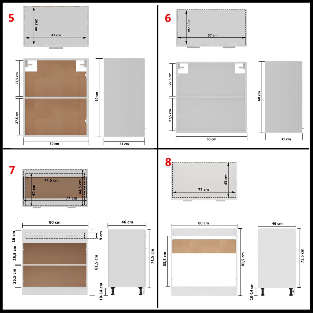11 Piece Kitchen Cabinet Set White Engineered Wood | Simpledeals