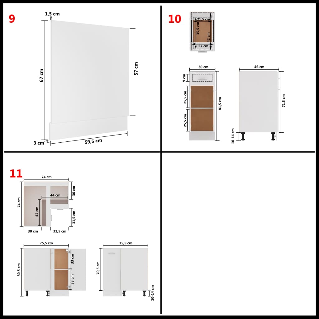 11 Piece Kitchen Cabinet Set White Engineered Wood | Simpledeals