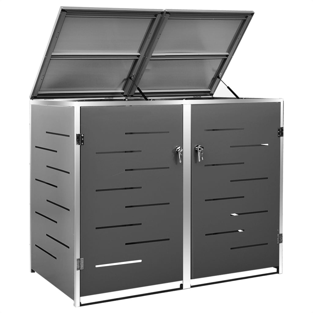 Double Wheelie Bin Shed Steel Outdoor Storage | Simpledeals