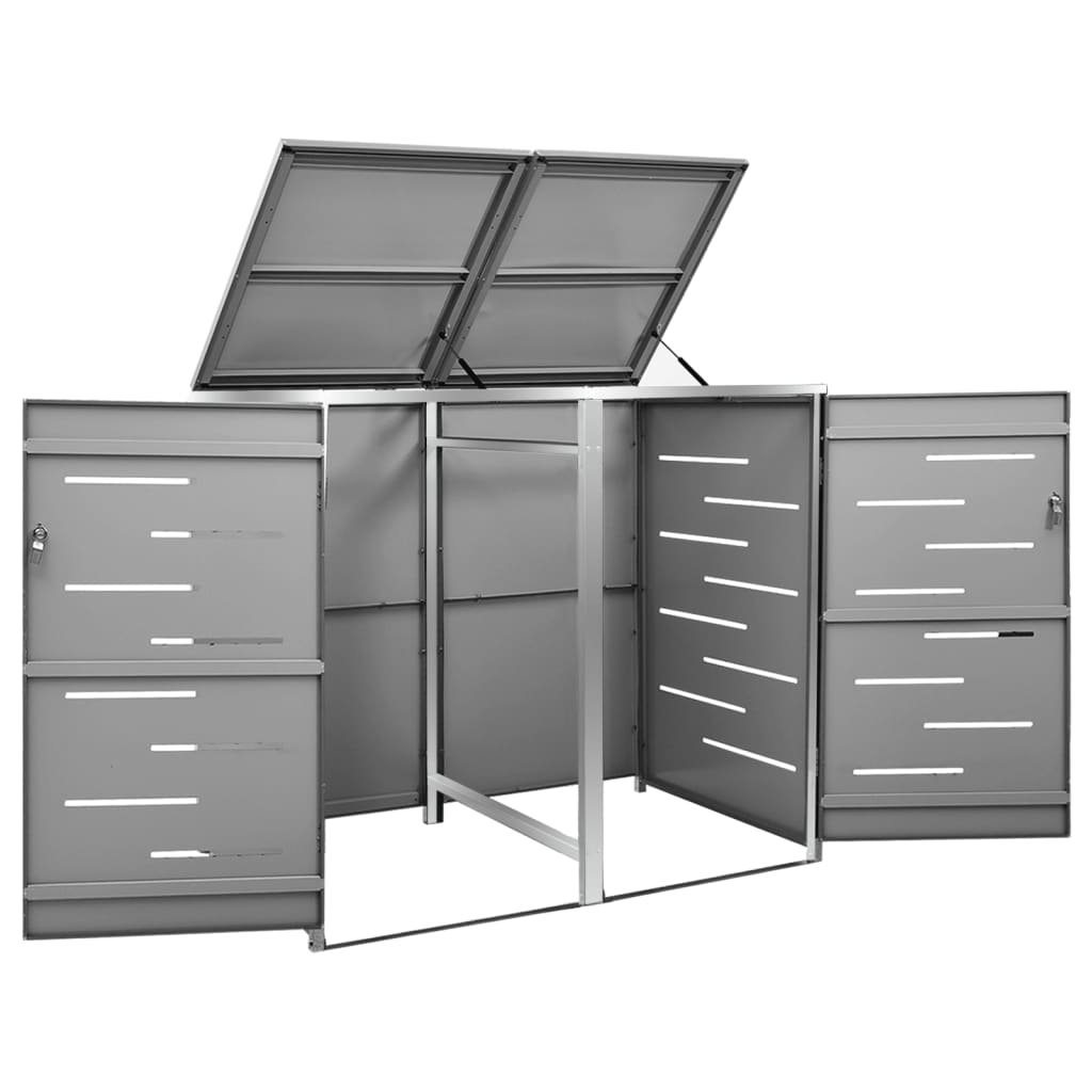 Double Wheelie Bin Shed Steel Outdoor Storage | Simpledeals