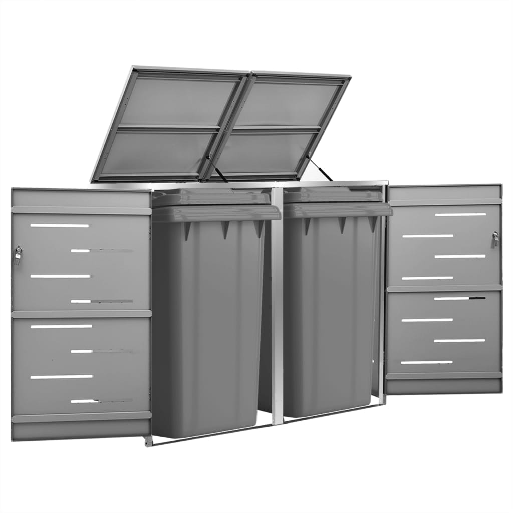 Double Wheelie Bin Shed Steel Outdoor Storage | Simpledeals