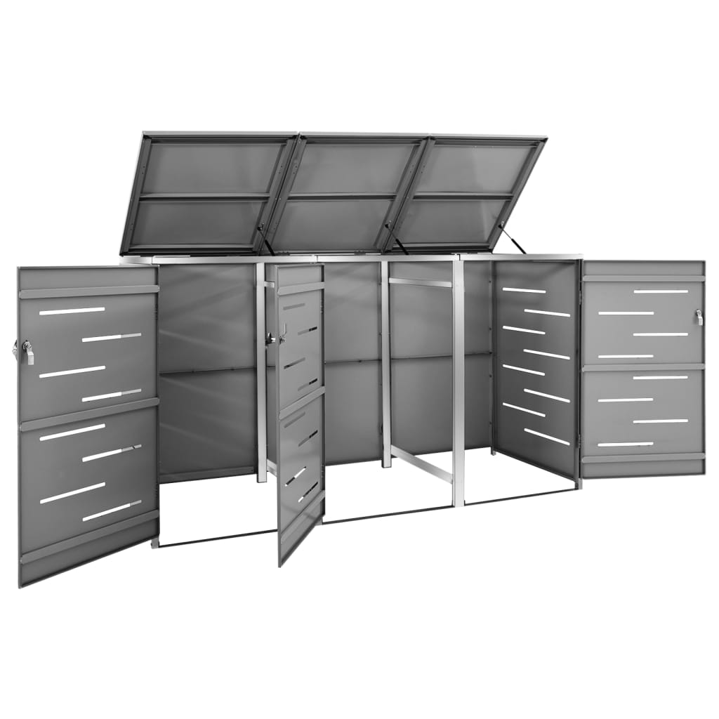 Triple Wheelie Bin Shed Stainless Steel | Simpledeals