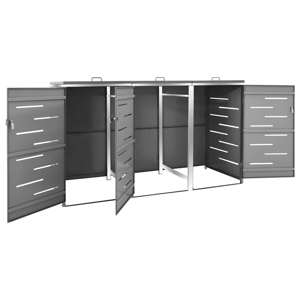 Triple Wheelie Bin Shed Stainless Steel | Simpledeals
