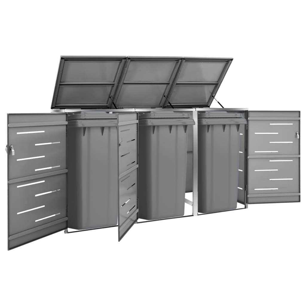 Triple Wheelie Bin Shed Stainless Steel | Simpledeals
