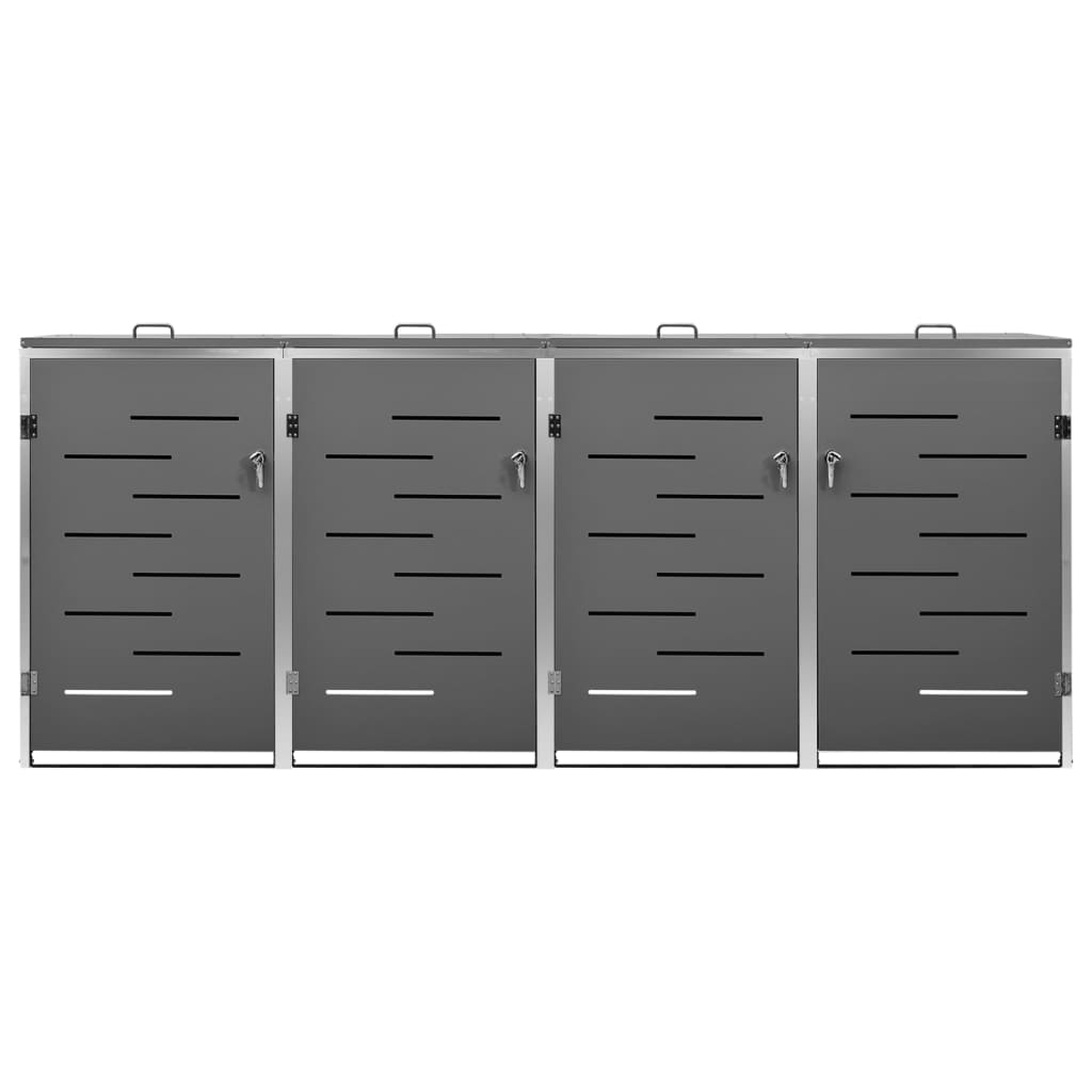 4-Bin Wheelie Bin Shed Stainless Steel Anthracite | Simpledeals