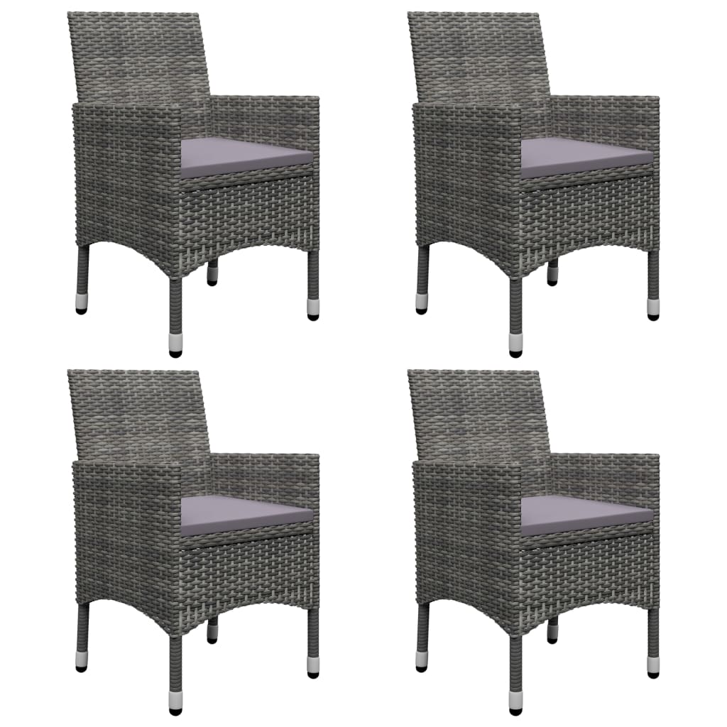 5 Pcs Garden Dining Set Grey