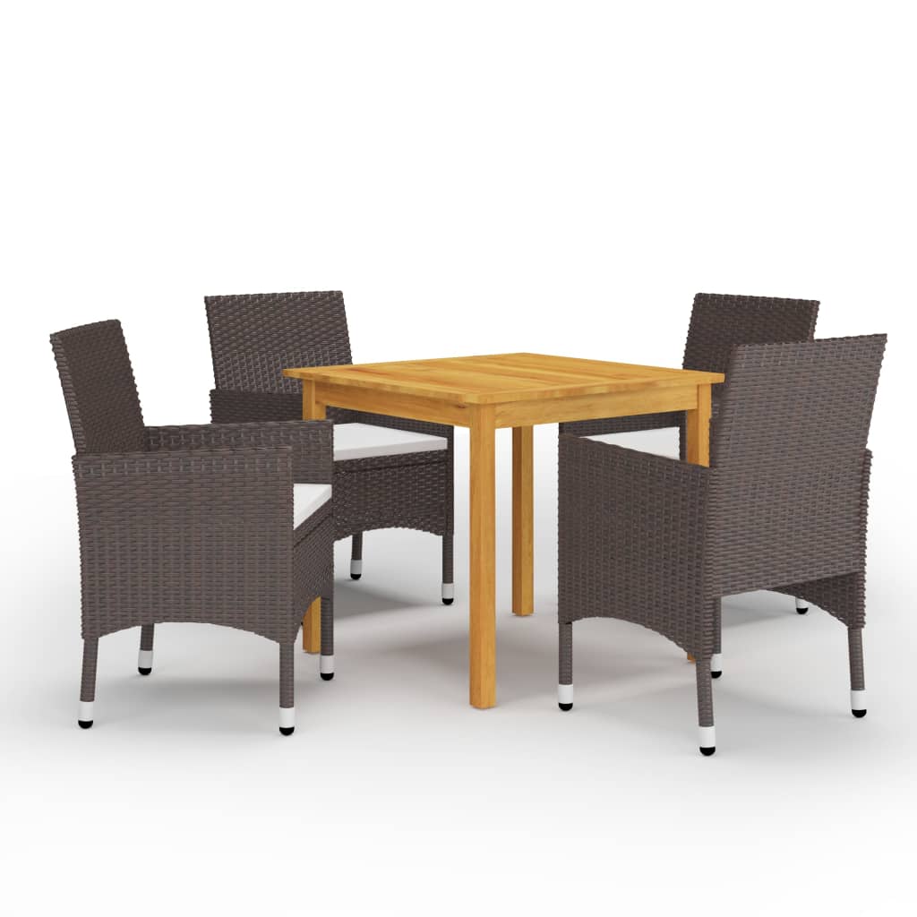 5 Pcs Garden Dining Set Grey