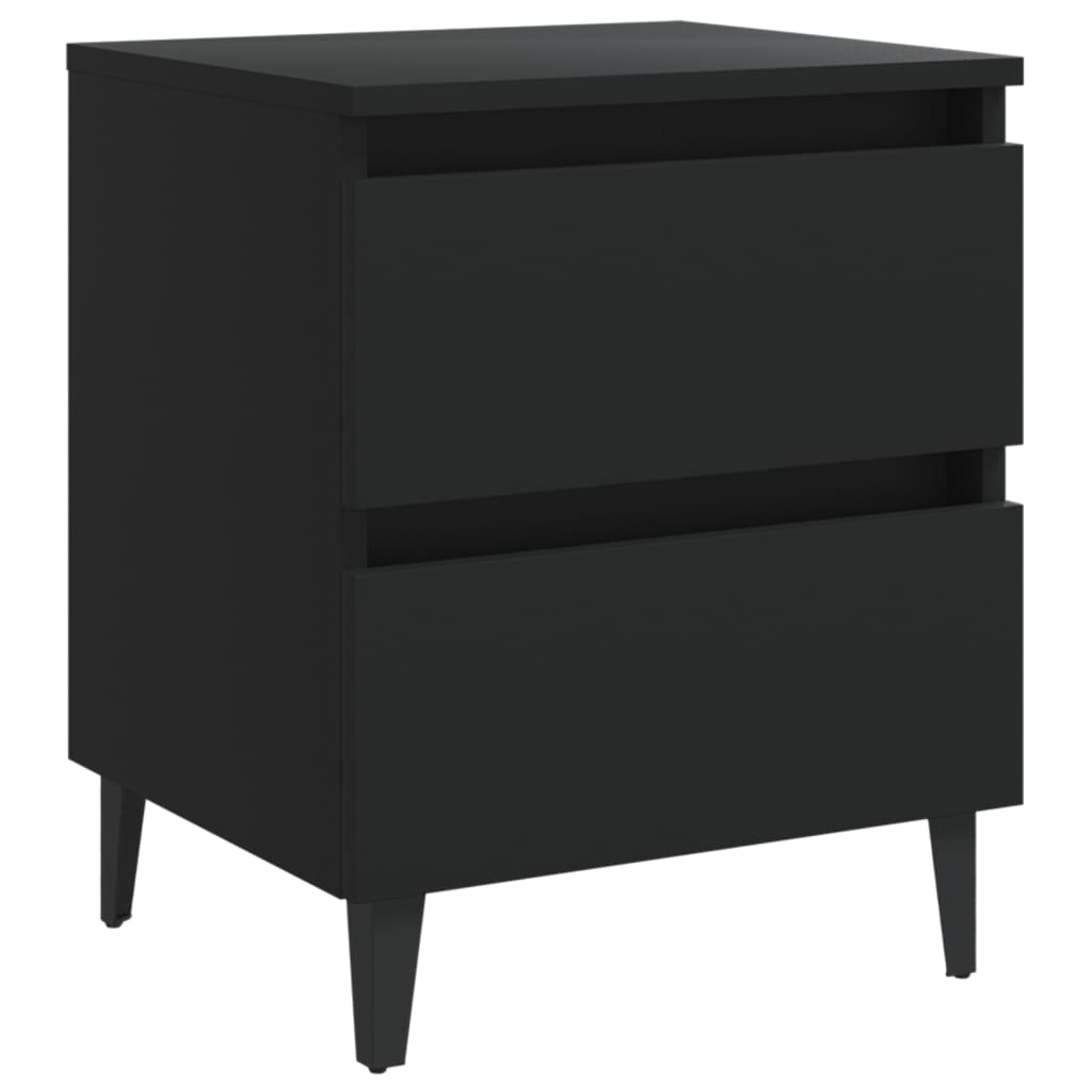 Bed Cabinets 2 pcs Black Engineered Wood