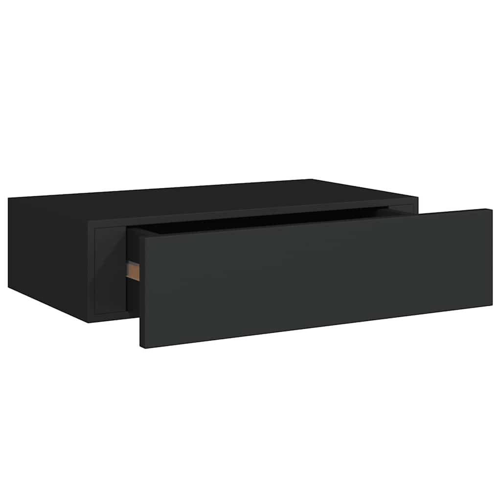 Wall-Mounted Drawer Shelves Set 2 Black MDF | Simpledeals
