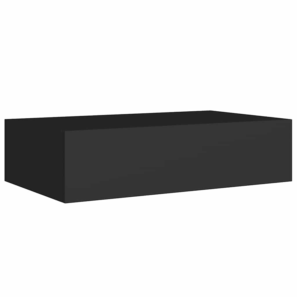 Wall-Mounted Drawer Shelves Set 2 Black MDF | Simpledeals