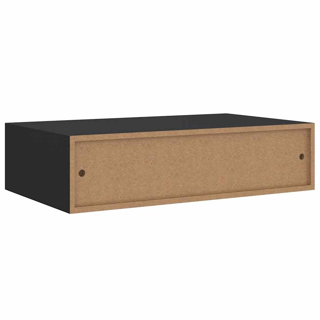 Wall-Mounted Drawer Shelves Set 2 Black MDF | Simpledeals