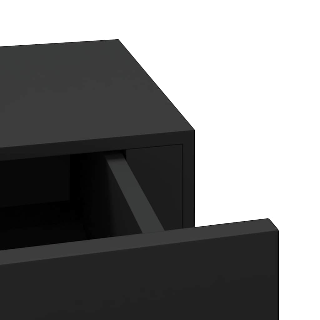 Wall-Mounted Drawer Shelves Set 2 Black MDF | Simpledeals
