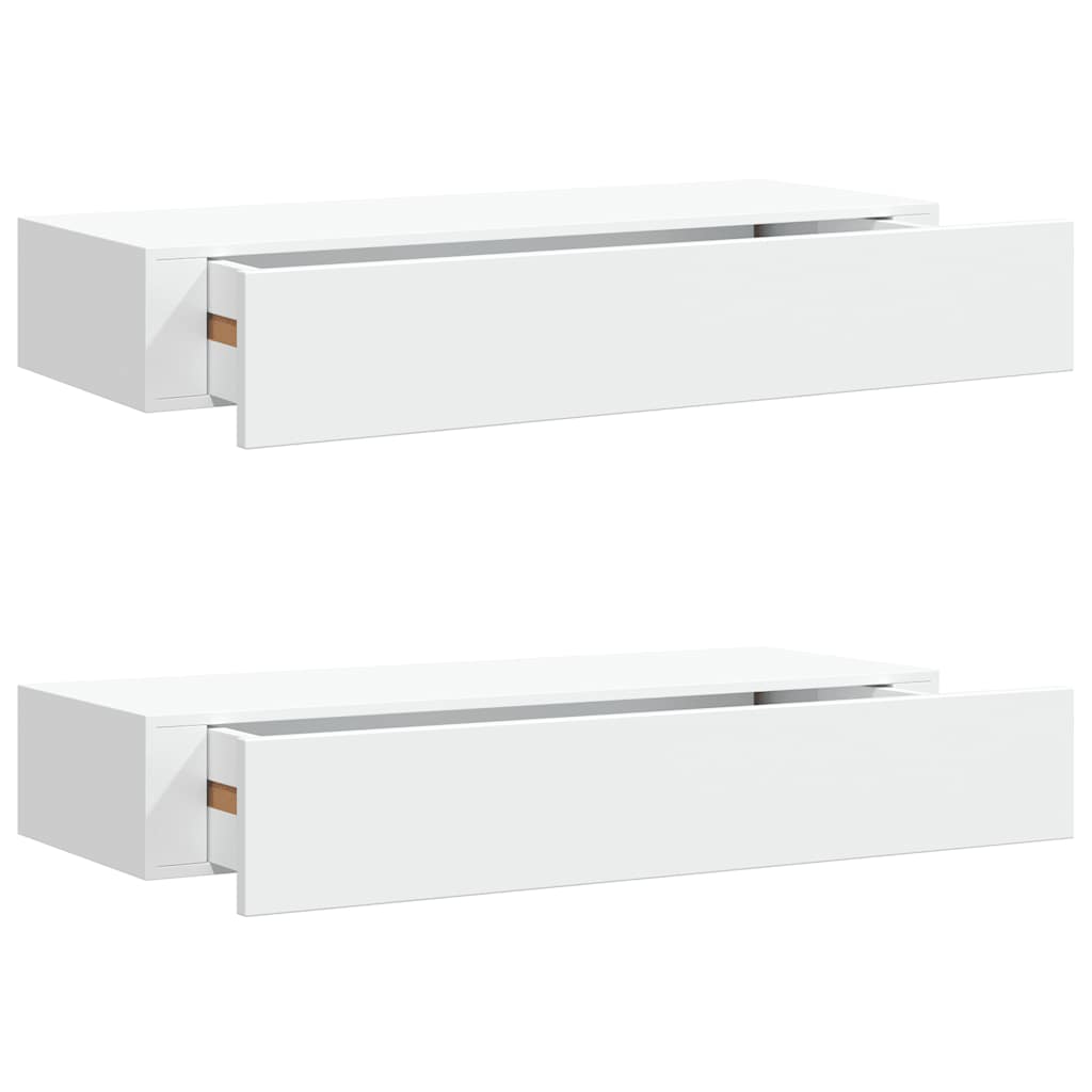 Floating Wall Shelf Drawer Storage Set 2pc White | Simpledeals