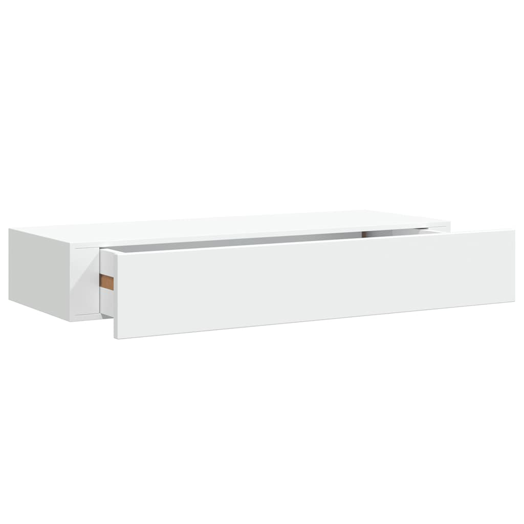 Floating Wall Shelf Drawer Storage Set 2pc White | Simpledeals