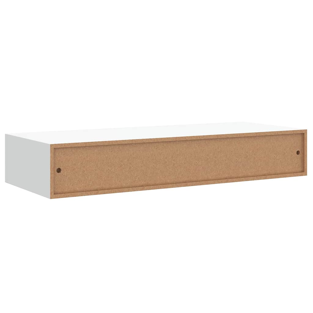 Floating Wall Shelf Drawer Storage Set 2pc White | Simpledeals