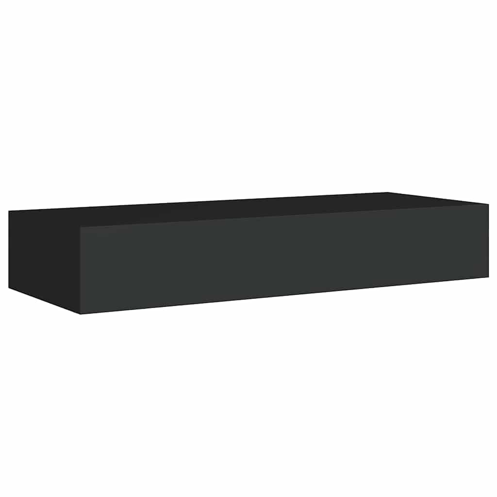 Wall Mounted Drawer Shelf Black MDF | Simpledeals
