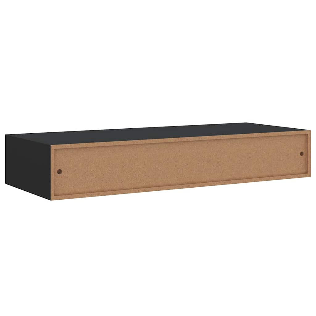 Wall Mounted Drawer Shelf Black MDF | Simpledeals