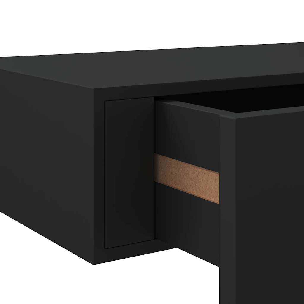 Wall Mounted Drawer Shelf Black MDF | Simpledeals