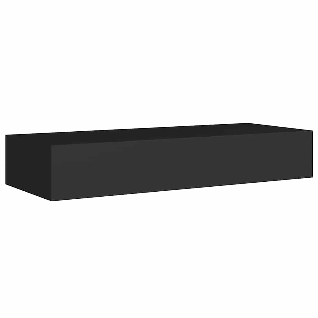 Wall Mounted Drawer Shelves Set 2 Black MDF | Simpledeals