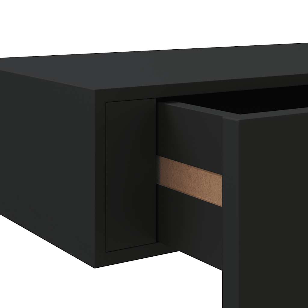 Wall Mounted Drawer Shelves Set 2 Black MDF | Simpledeals
