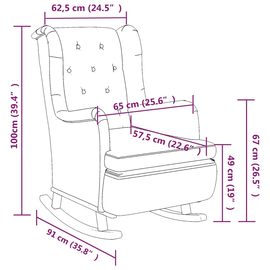 Armchair with Solid Rubber Wood Rocking Legs Light Grey Fabric