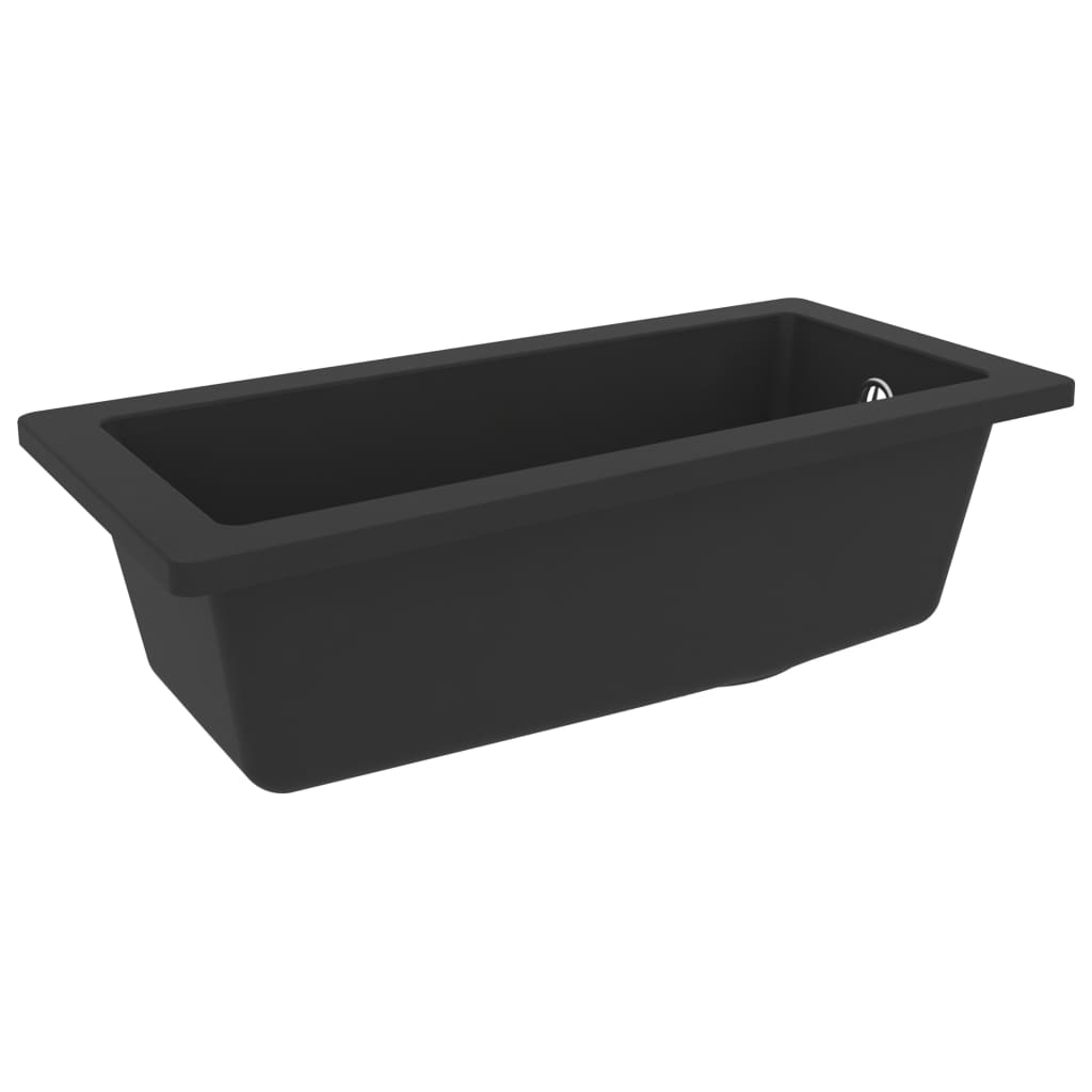 Black Granite Kitchen Sink Single Basin Overflow | Simpledeals