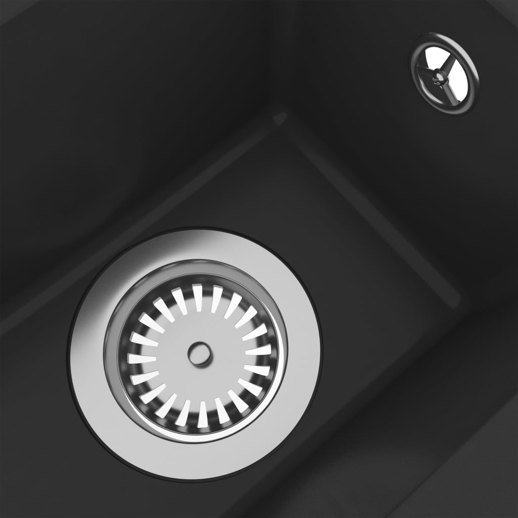 Black Granite Kitchen Sink Single Basin Overflow | Simpledeals