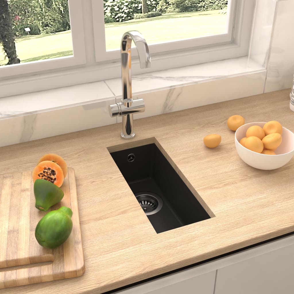 Black Granite Kitchen Sink Single Basin Overflow | Simpledeals