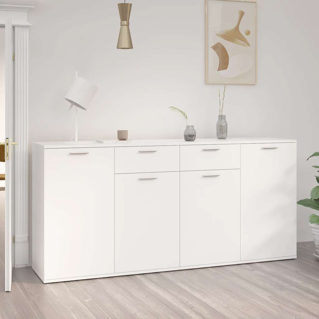 White Sideboard 160cm Engineered Wood Storage | Simpledeals
